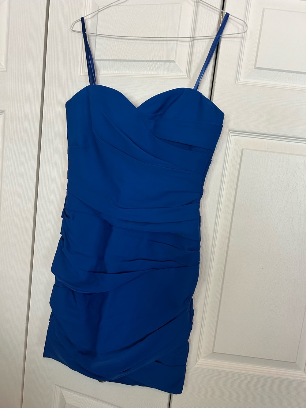 BCBGMaxAzria Cobalt Blue Sweetheart Ruched Mini Dress